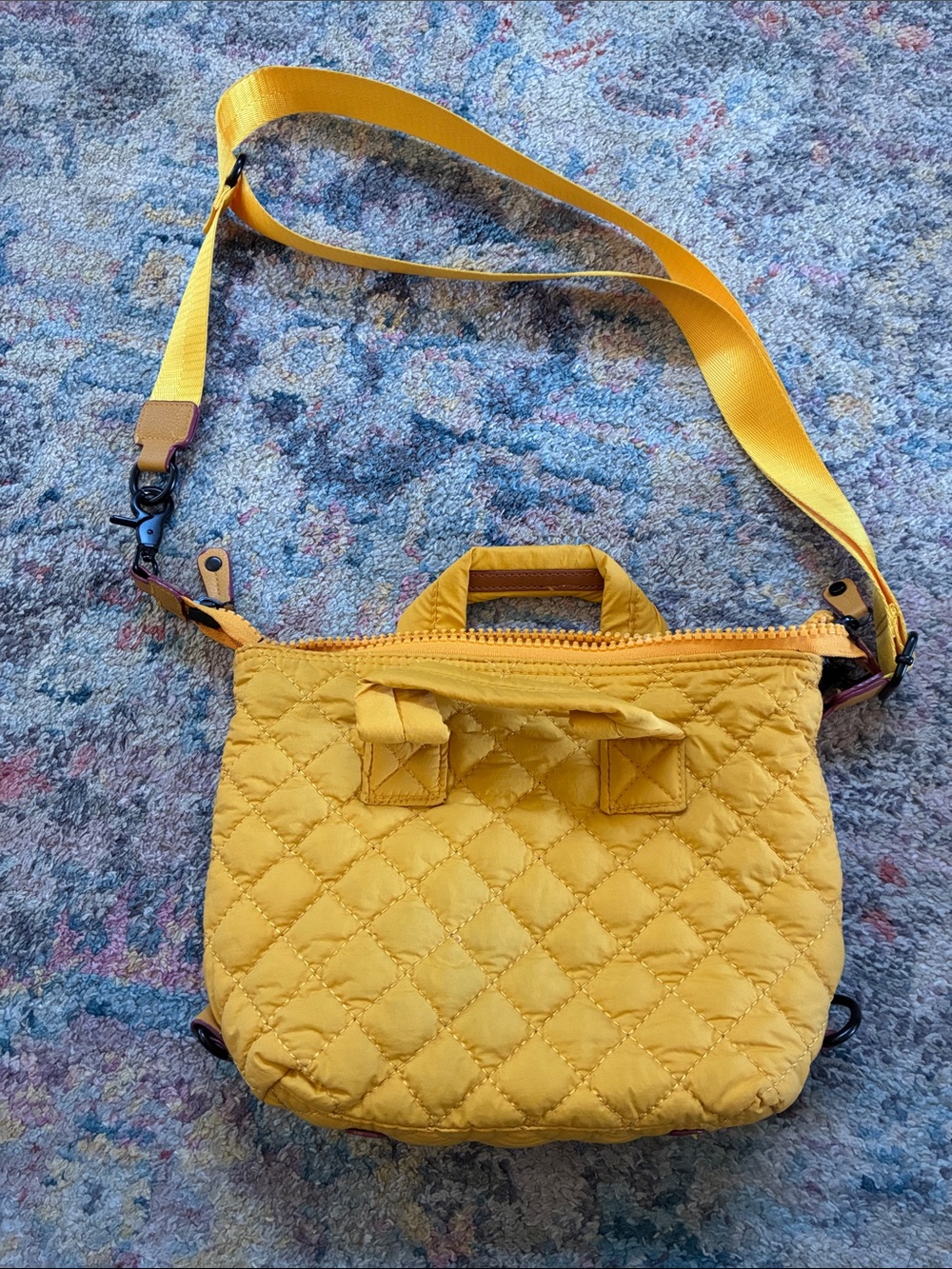 Yellow Quilted Crossbody Bag - Lightweight Women's Shoulder Bag